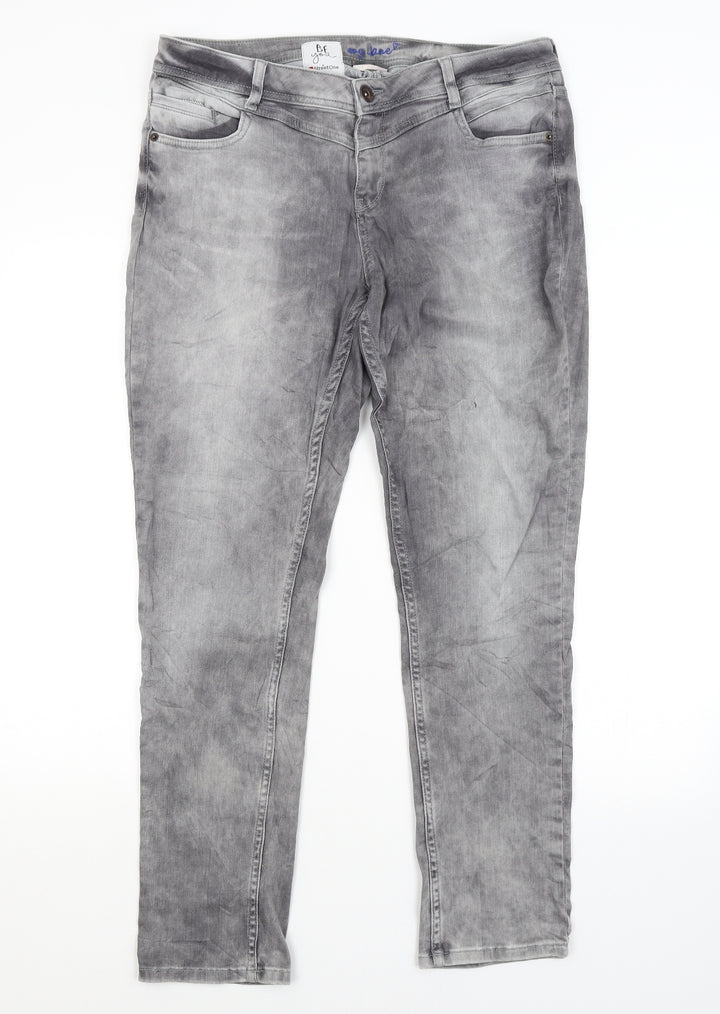 BE YOU Womens Grey   Straight Jeans Size 34 in L29 in