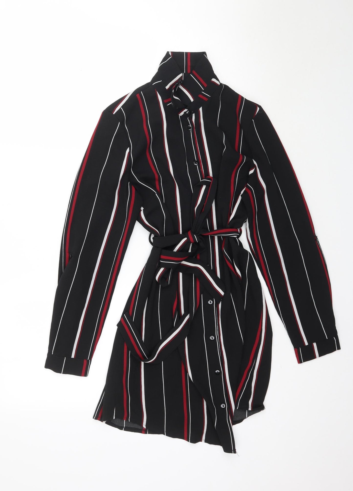 New Look Womens Black Striped  Shirt Dress  Size 12