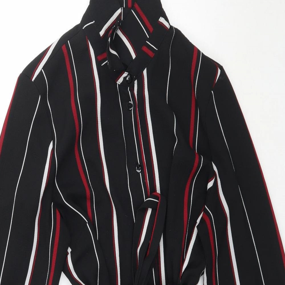 New Look Womens Black Striped  Shirt Dress  Size 12