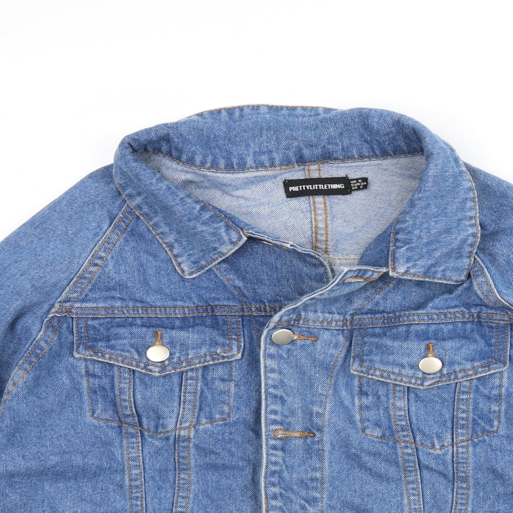 PRETTYLITTLETHING Womens Blue  Denim Jacket  Size 6  - Oversized