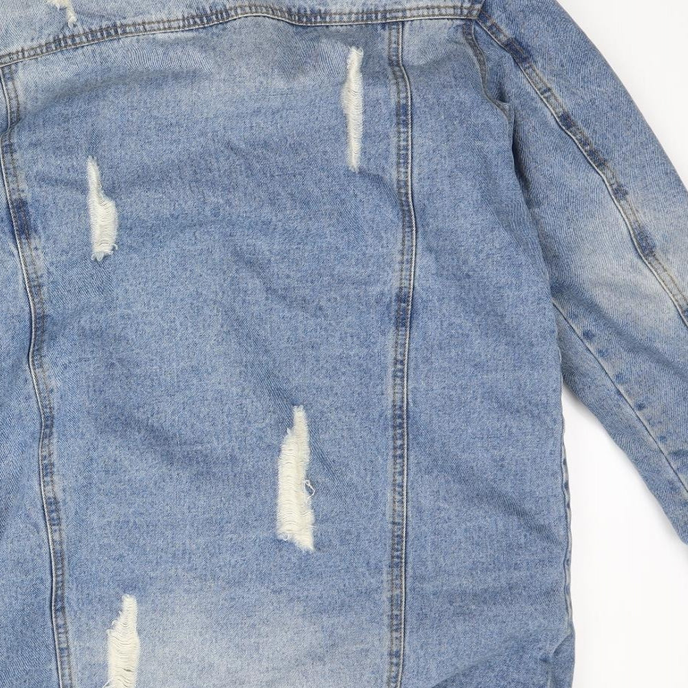 Denim & Co. Womens Blue  Denim Jacket  Size 8  - Distressed Sherpa Lined