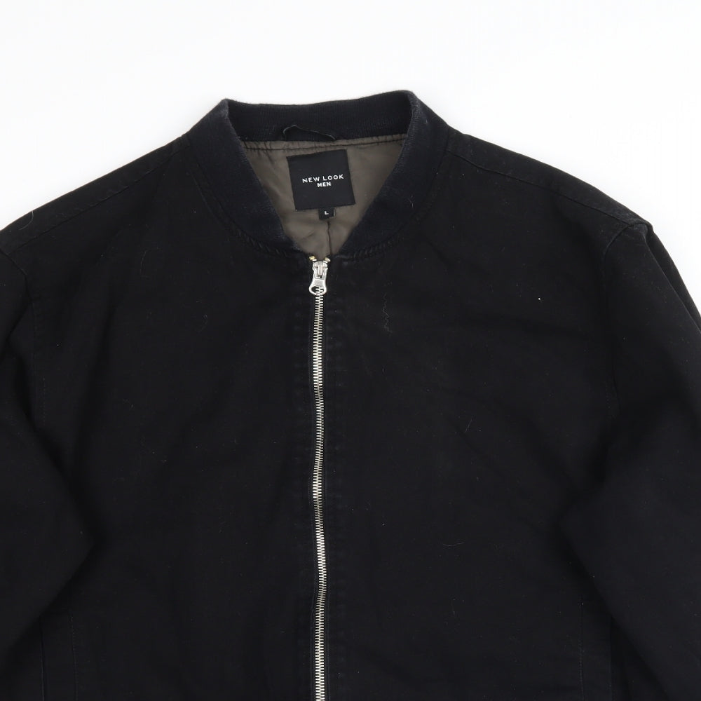New Look Mens Black  Denim Bomber Jacket Jacket Size L