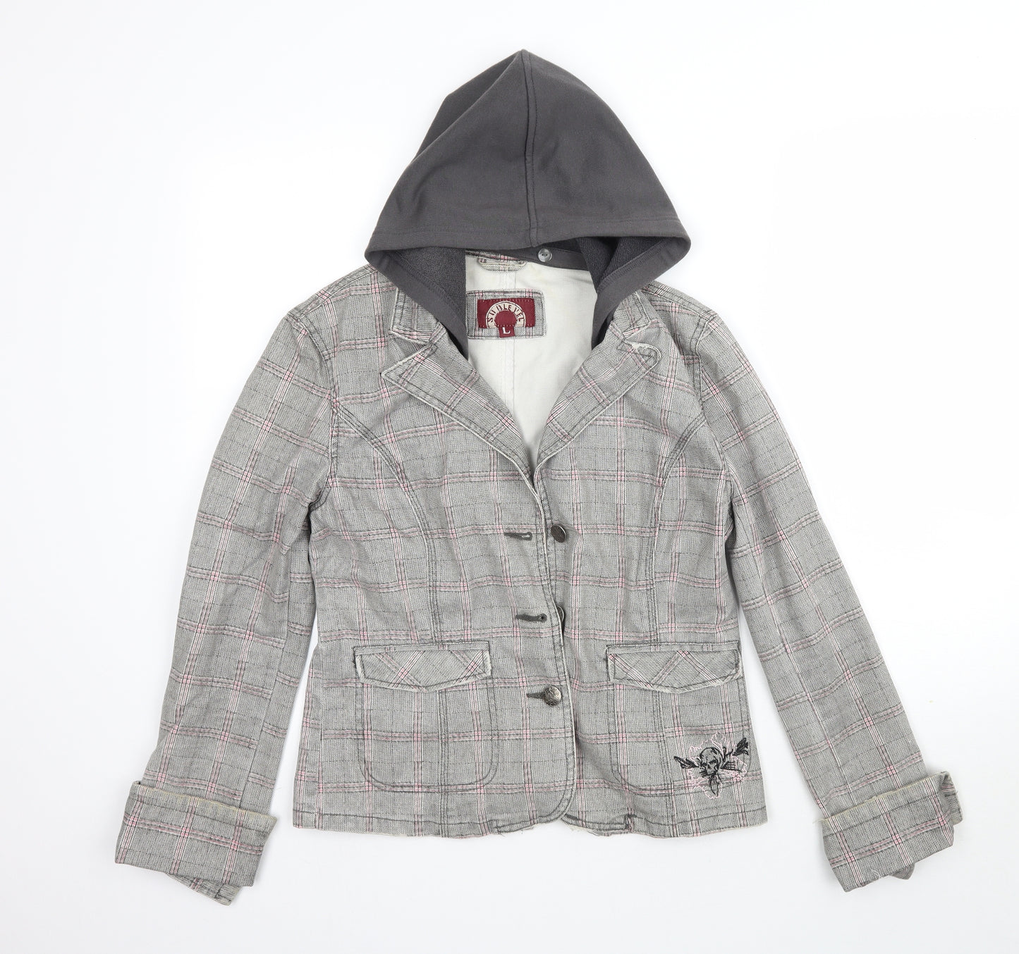 Sublevel Womens Grey Plaid  Jacket  Size L