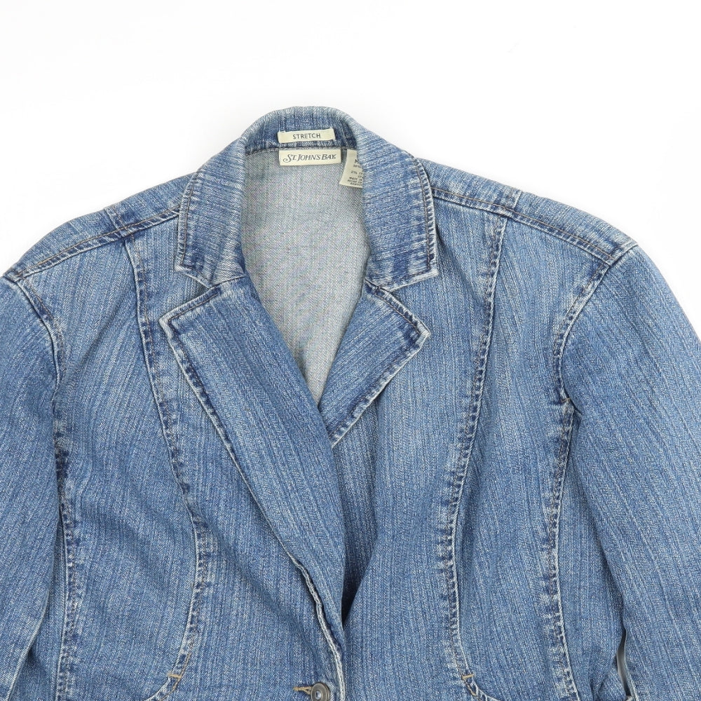 St Johns Bay Womens Blue  Denim Jacket Blazer Size M
