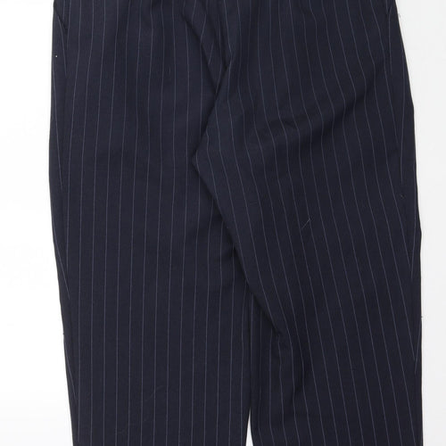 Primark Womens Blue Striped  Cropped Trousers Size 14 L26 in