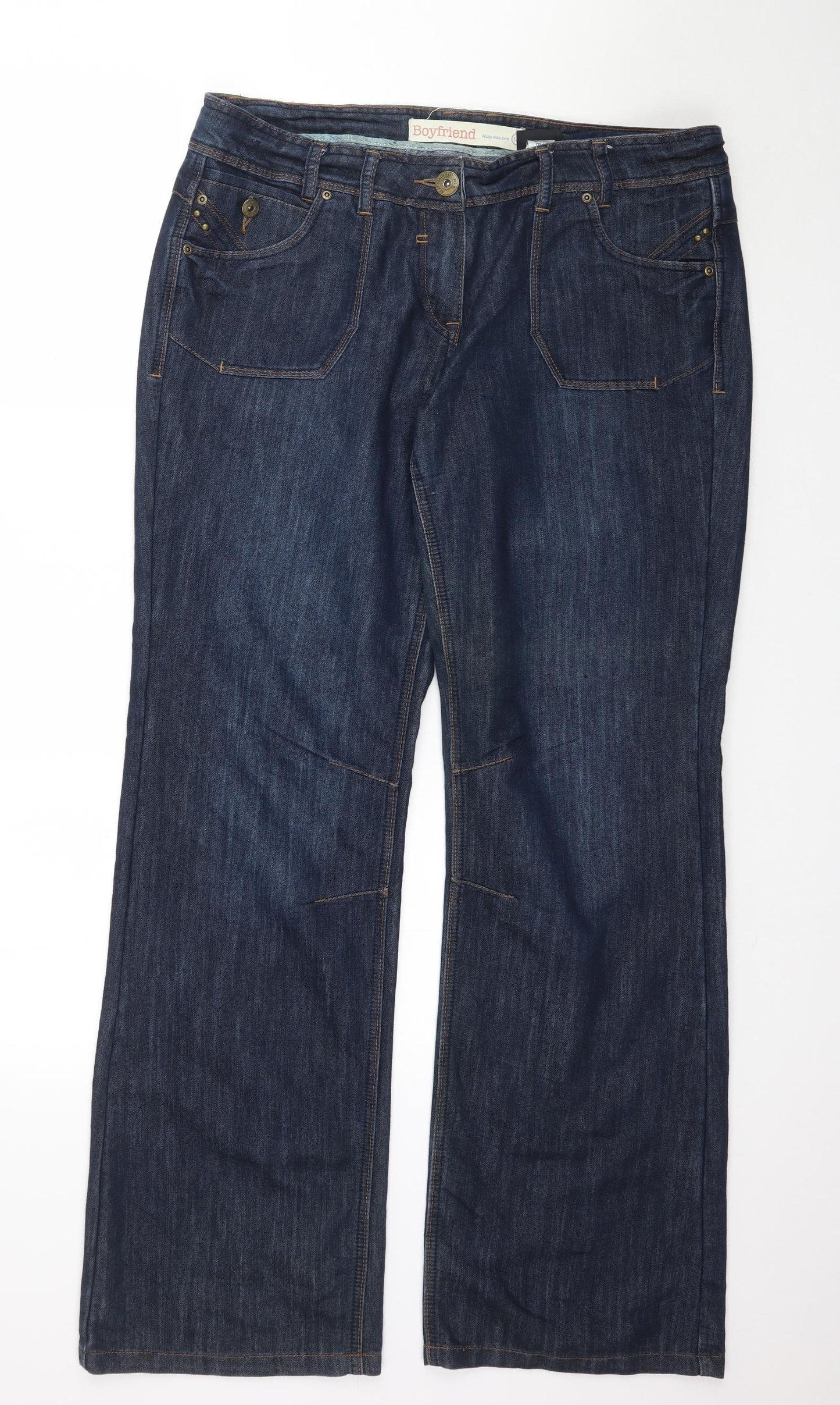 NEXT Womens Blue  Denim Boyfriend Jeans Size 16 L34 in