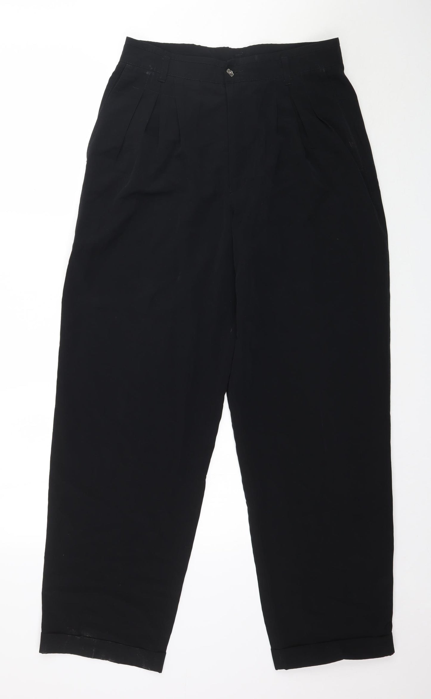 Uomo Womens Black   Trousers  Size L L32 in