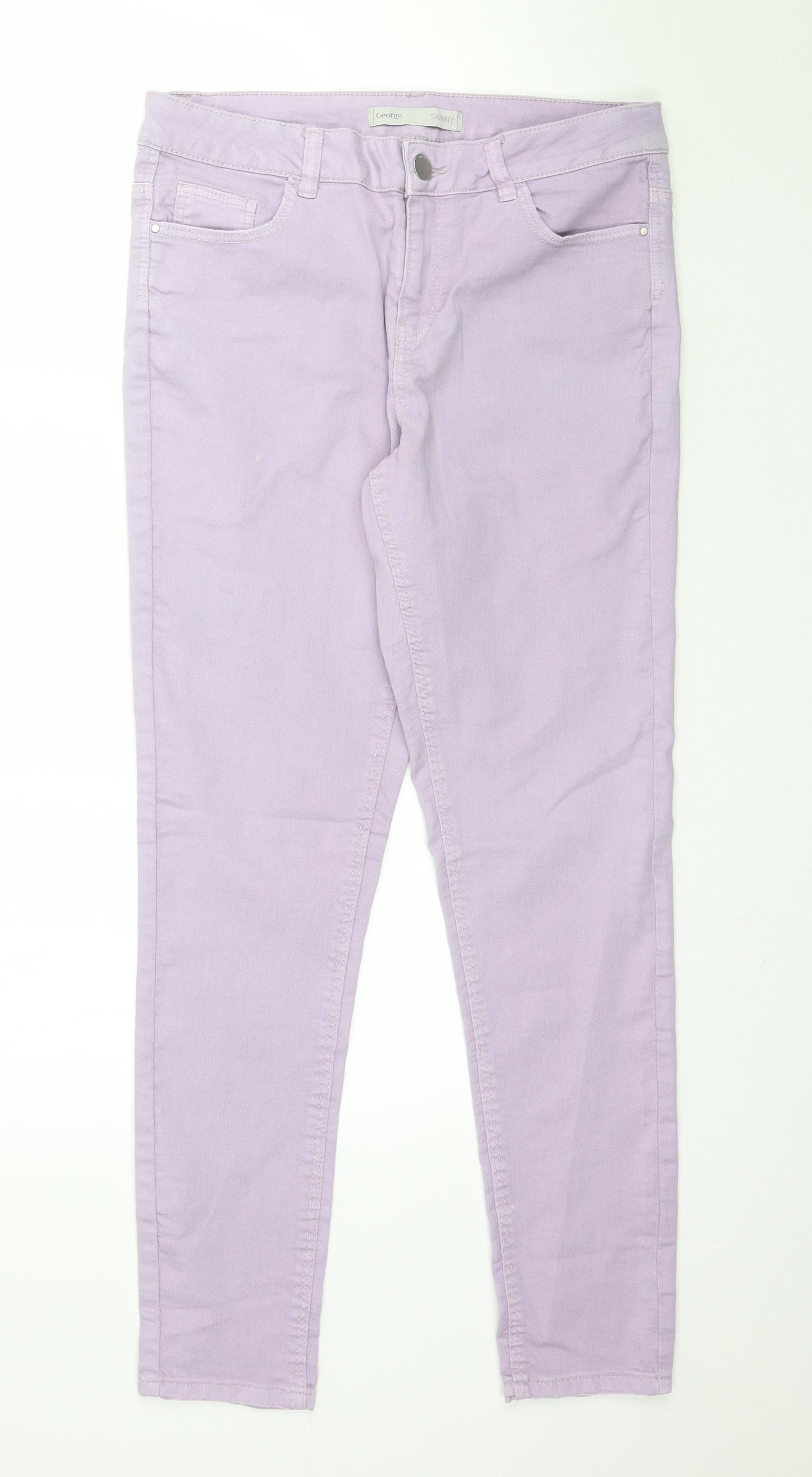 George Womens Purple  Denim Skinny Jeans Size 14 L30 in