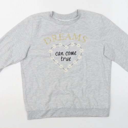 LILY & DAN Girls Grey   Pullover Sweatshirt Size 9-10 Years