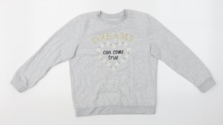 LILY & DAN Girls Grey Pullover Sweatshirt Size 9-10 Years