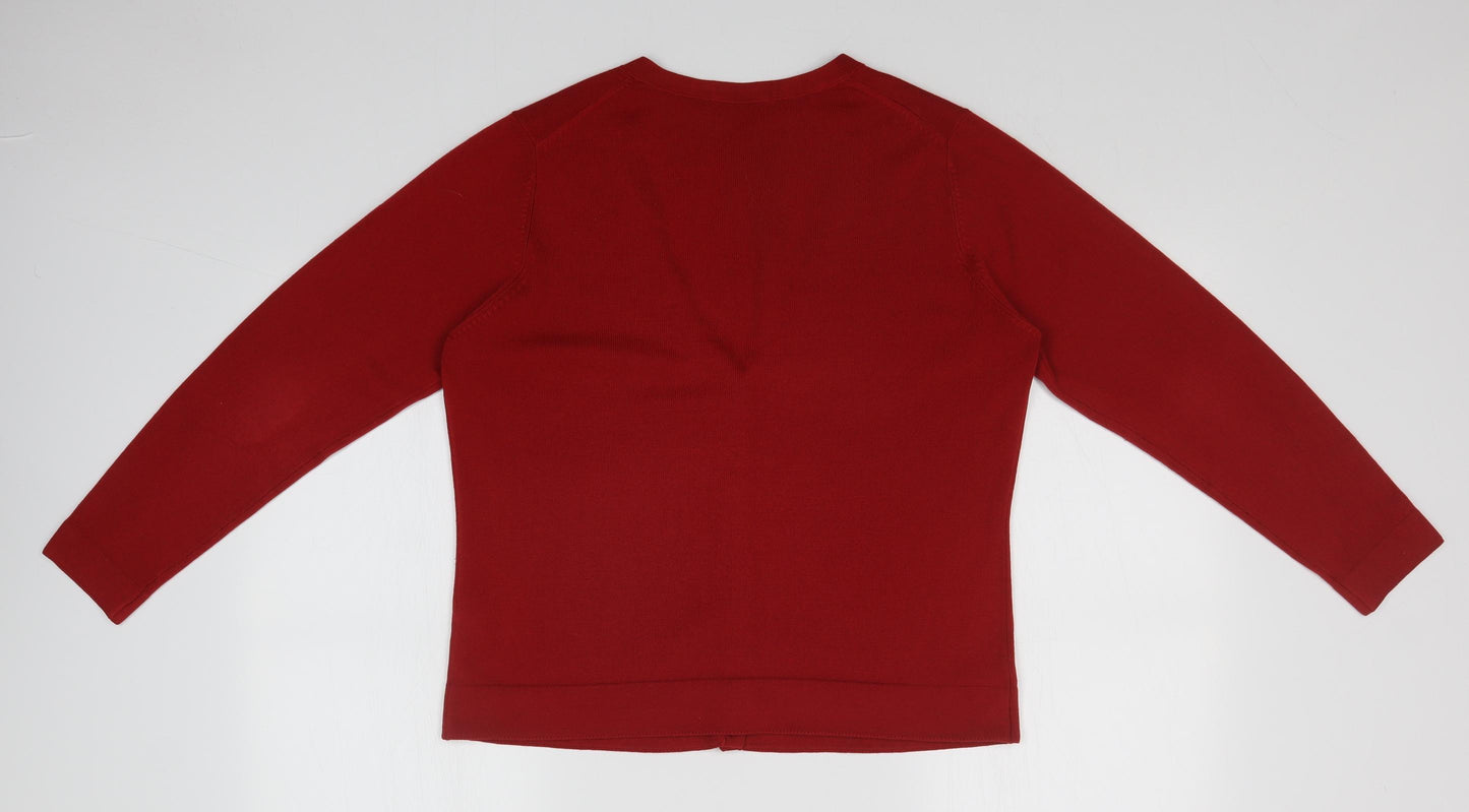 M&S Womens Red   Cardigan Jumper Size 18