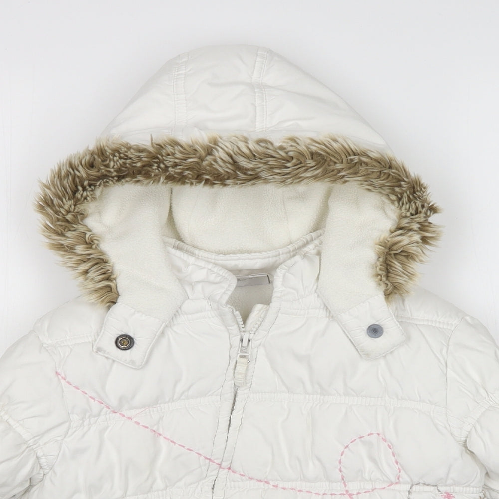 NEXT Girls White   Puffer Jacket Coat Size 4-5 Years