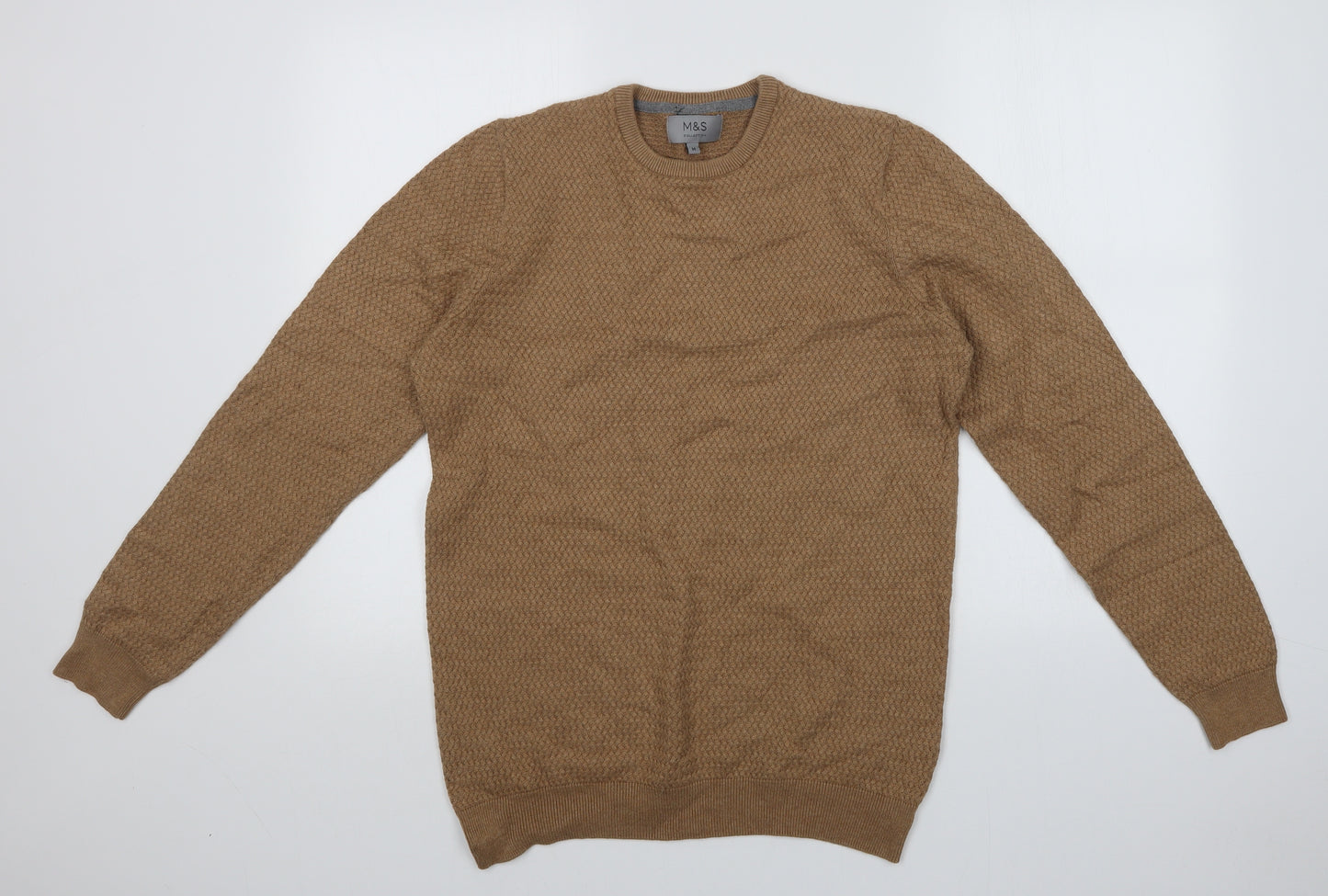 M&S Mens Brown Herringbone  Pullover Sweatshirt Size M