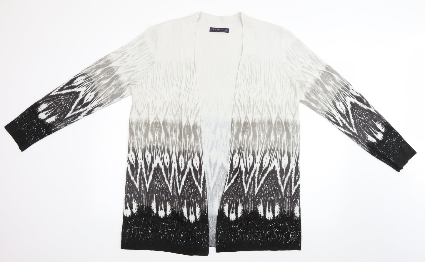 M&S  Womens Grey Geometric  Cardigan Jumper Size 18