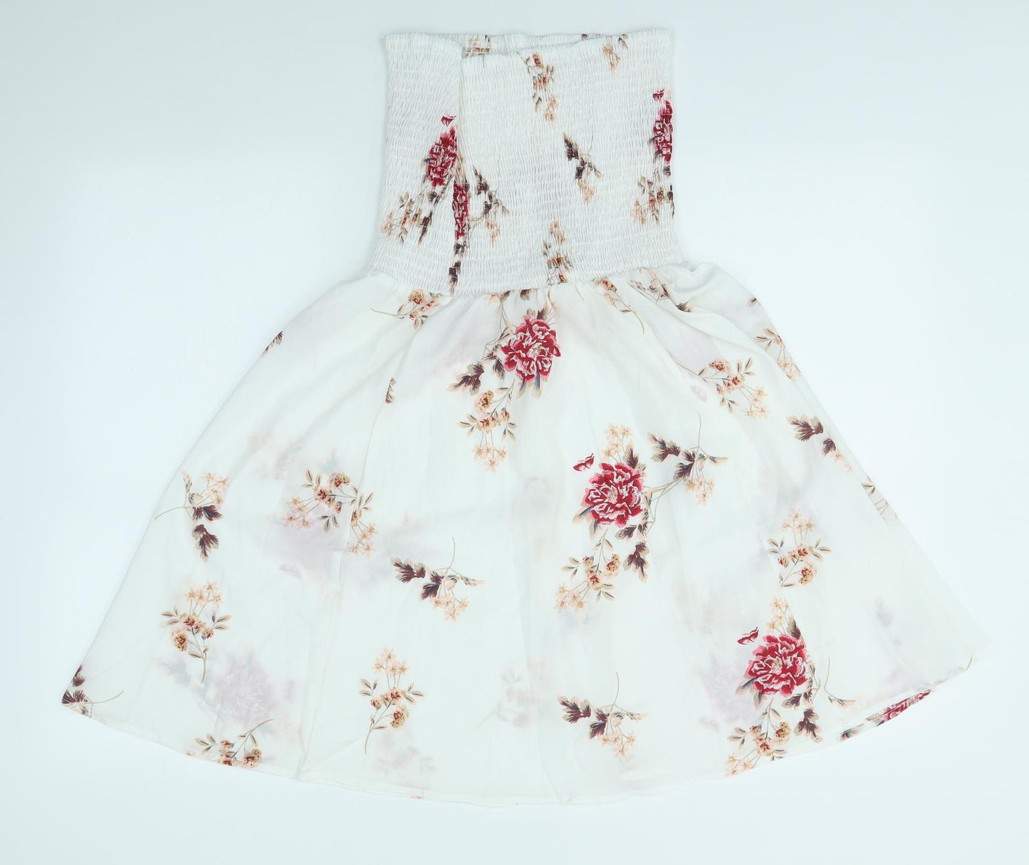 Preworn Womens White Floral  A-Line Skirt Size M