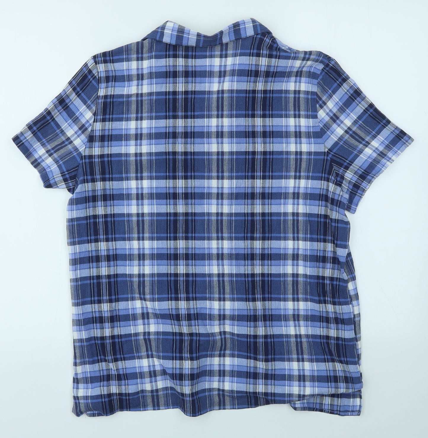 M&S  Womens Blue Plaid  Basic Button-Up Size 16
