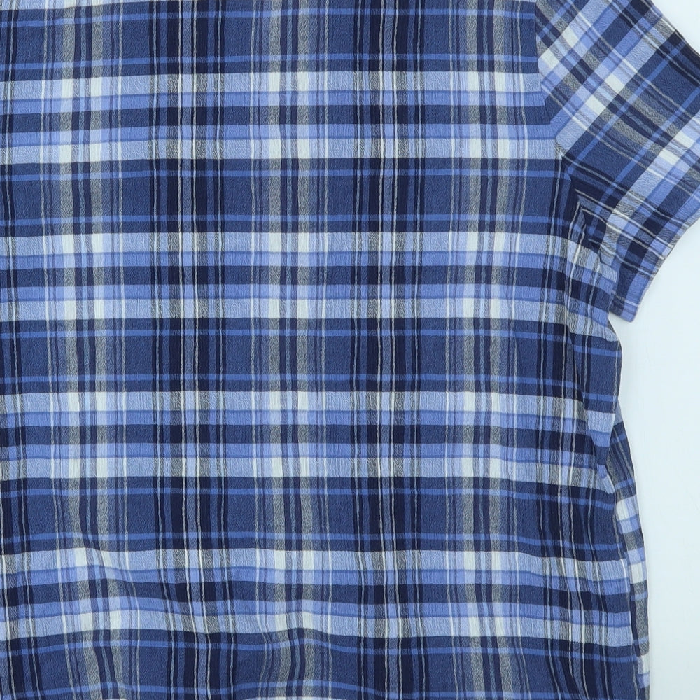 M&S  Womens Blue Plaid  Basic Button-Up Size 16
