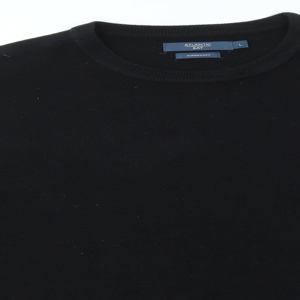 Atlantic Bay Mens Black   Pullover Sweatshirt Size L