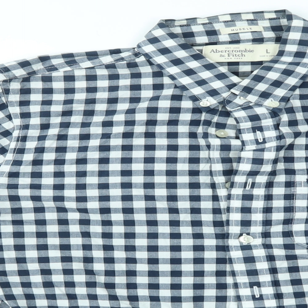 Abercrombie & Fitch Mens Blue Check   Button-Up Size L