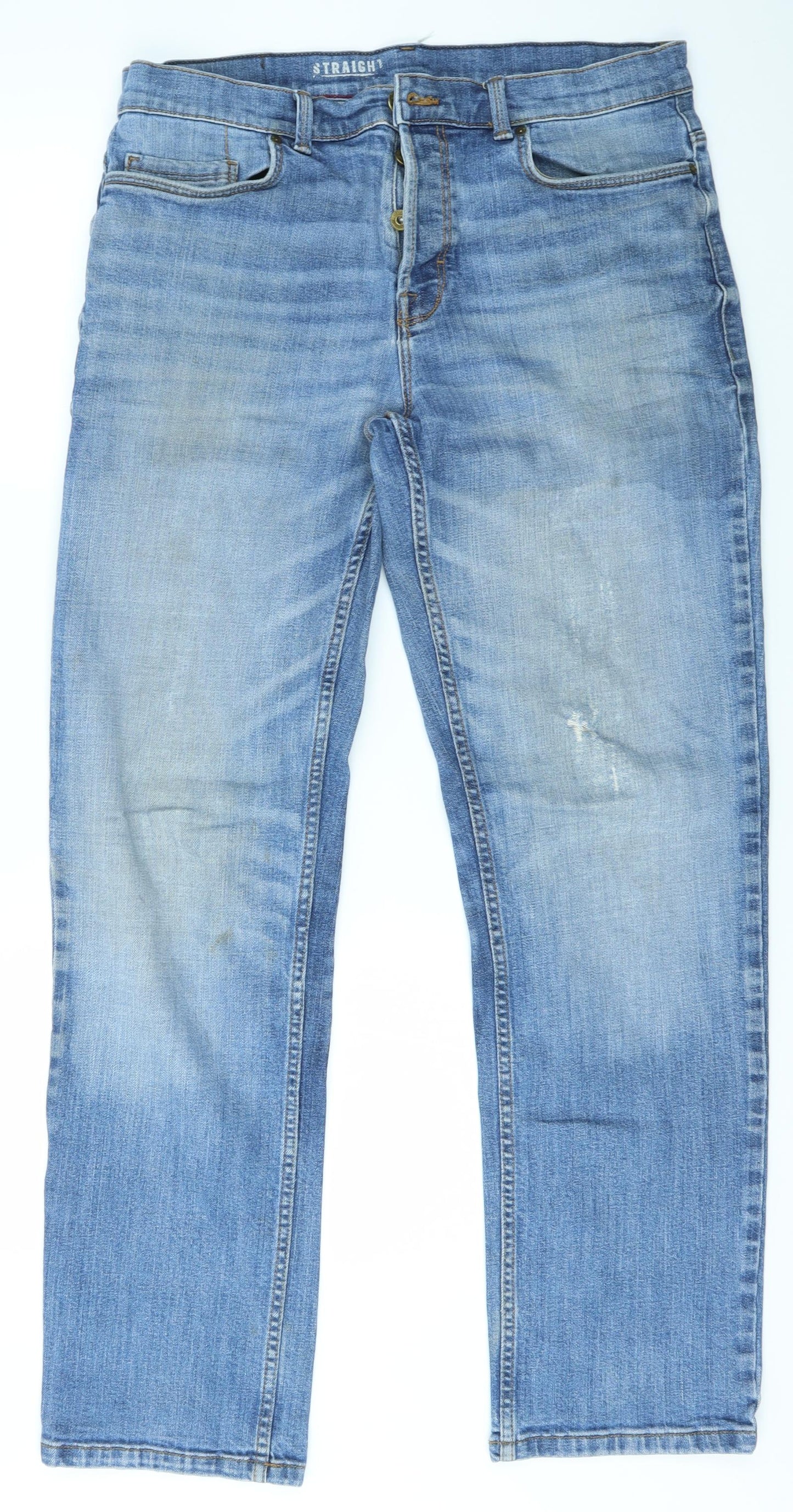 Geroge Mens Blue  Denim Straight Jeans Size L L31 in