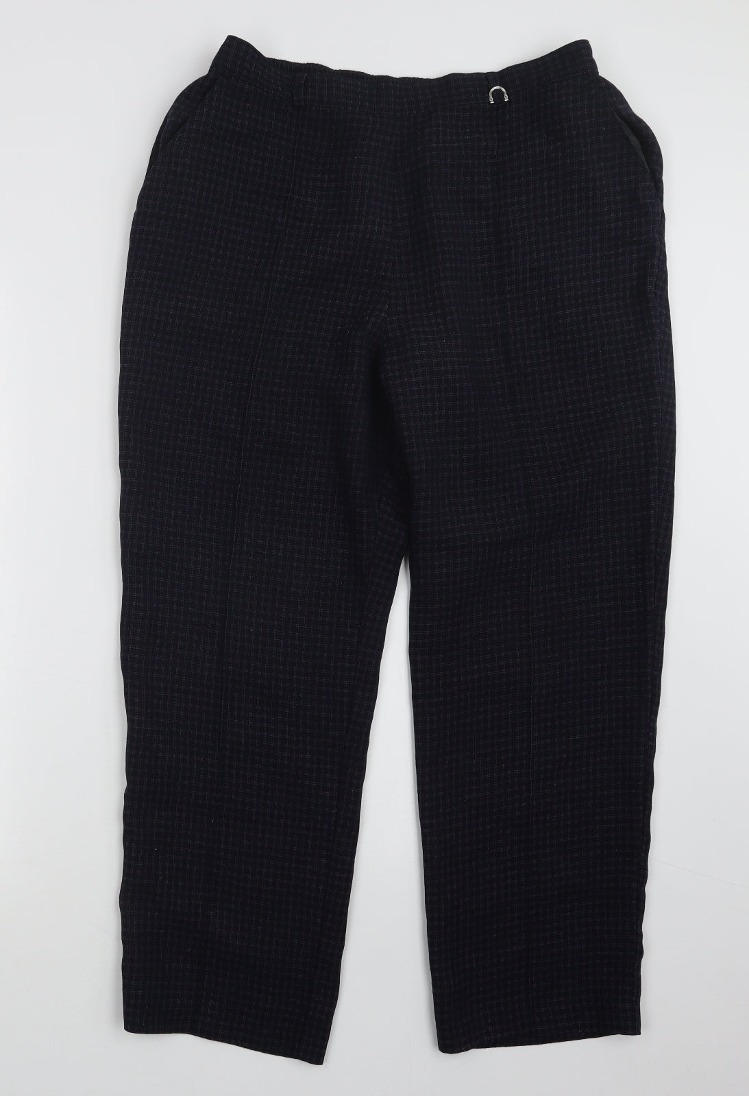 Marks and Spencer Womens Blue Check  Trousers  Size 16 L25 in