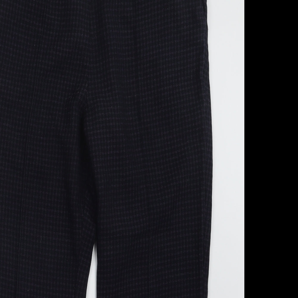 Marks and Spencer Womens Blue Check  Trousers  Size 16 L25 in