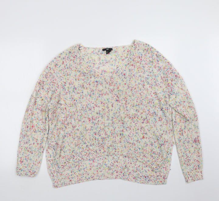 H&M Womens White Knit Pullover Jumper Size S