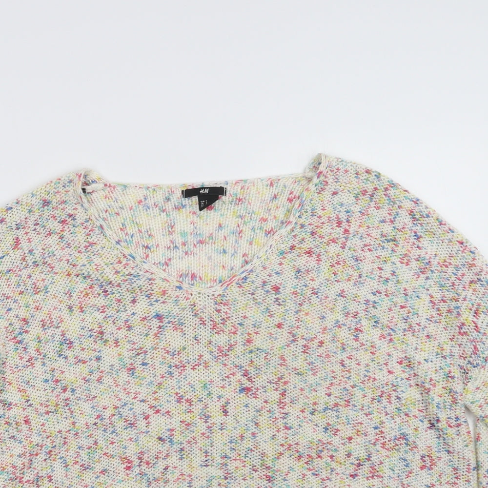 H&M Womens White  Knit Pullover Jumper Size S