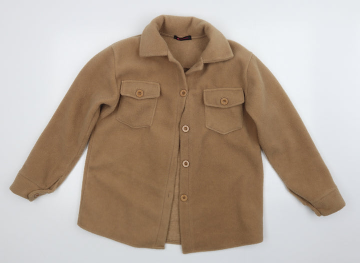 Fashion Womens Beige Pea Coat Coat Size S
