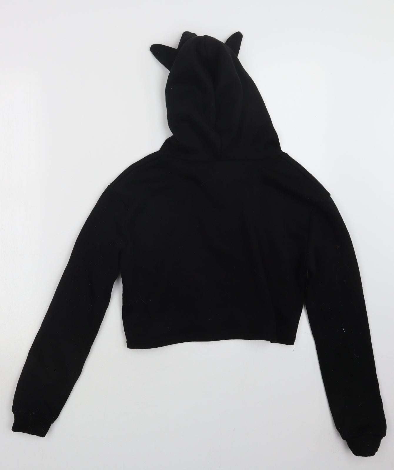 Preworn Girls Black   Pullover Hoodie Size S  - Cropped, Tik Tok