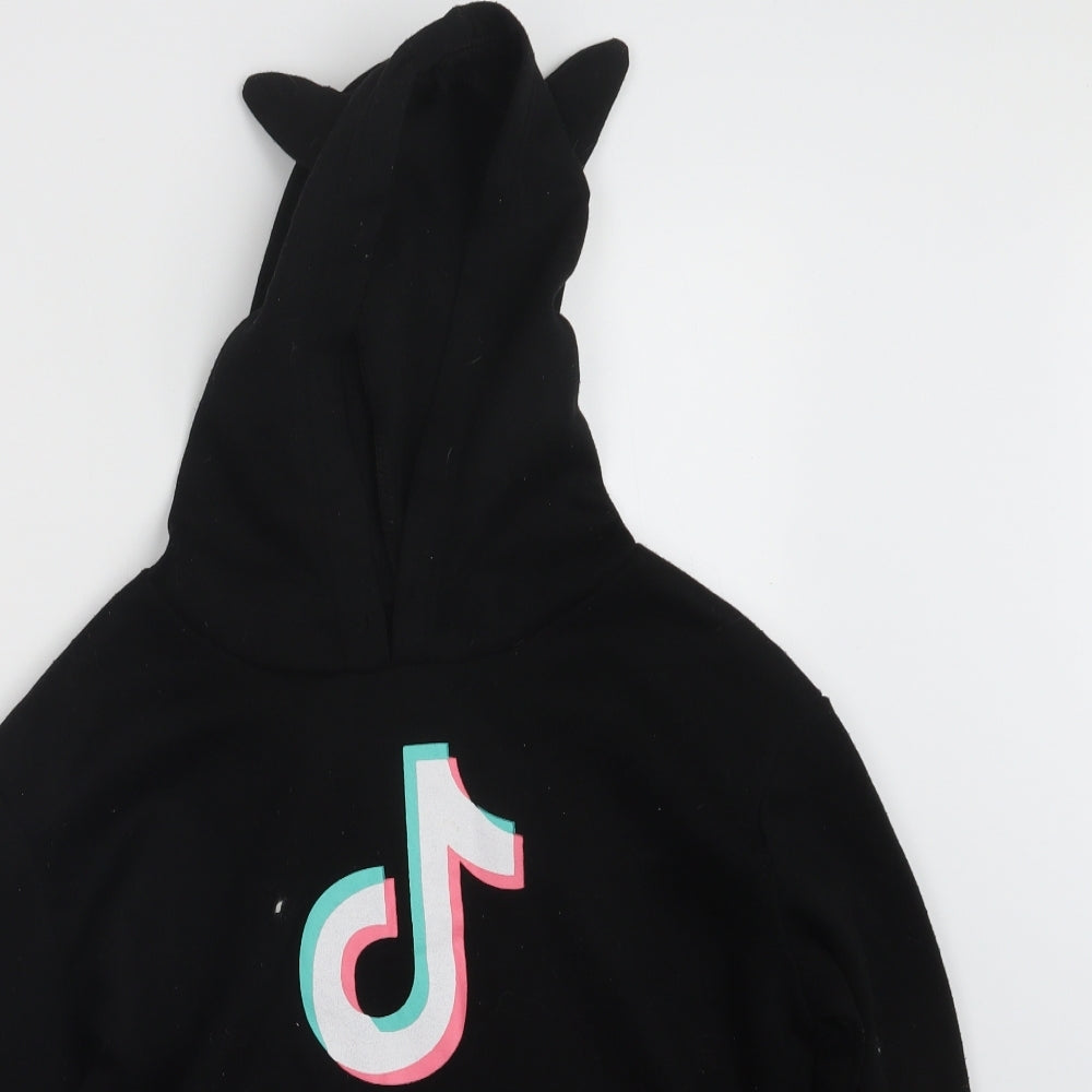 Preworn Girls Black   Pullover Hoodie Size S  - Cropped, Tik Tok
