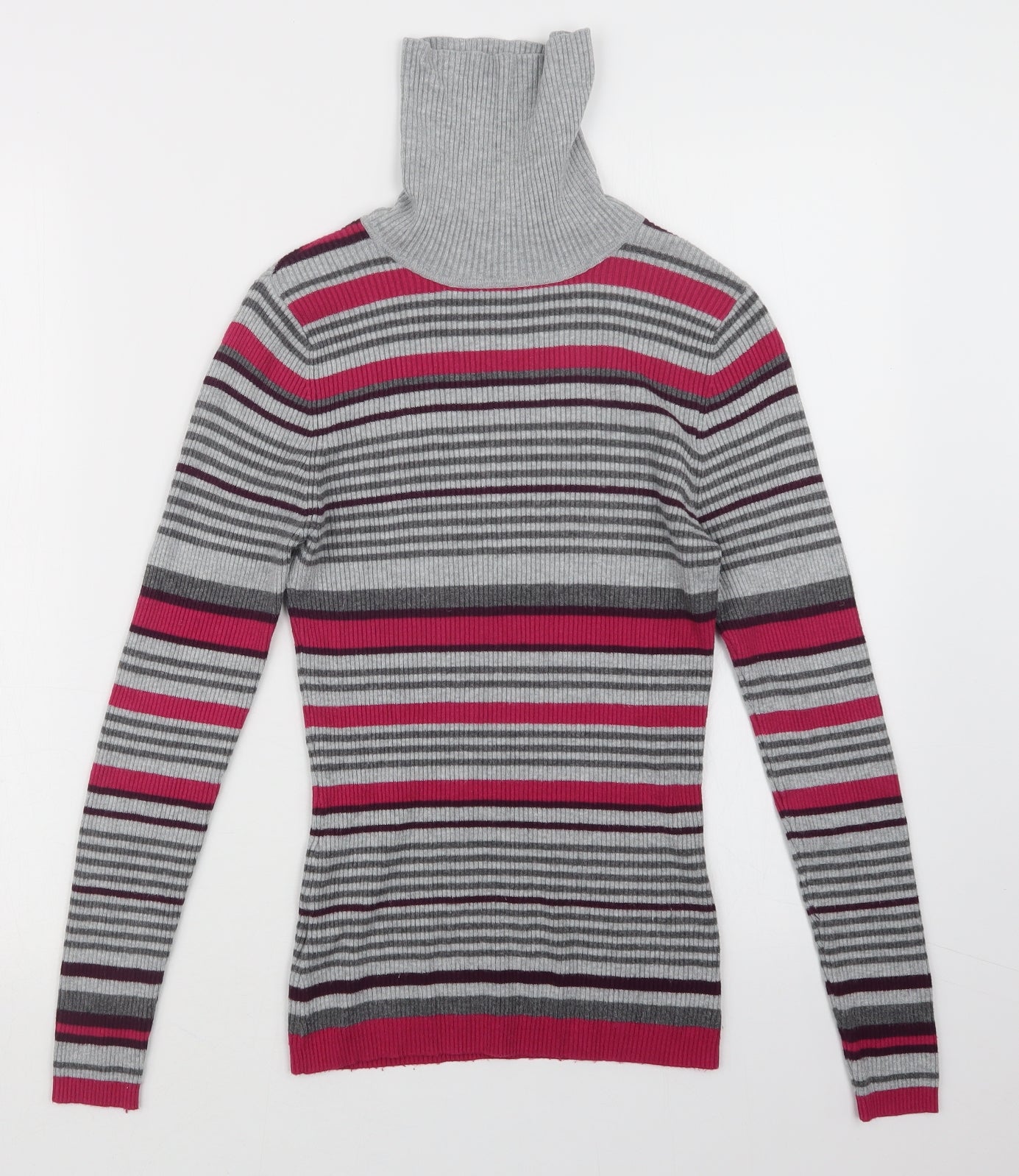 Papaya Womens Grey Striped  Pullover Jumper Size 10