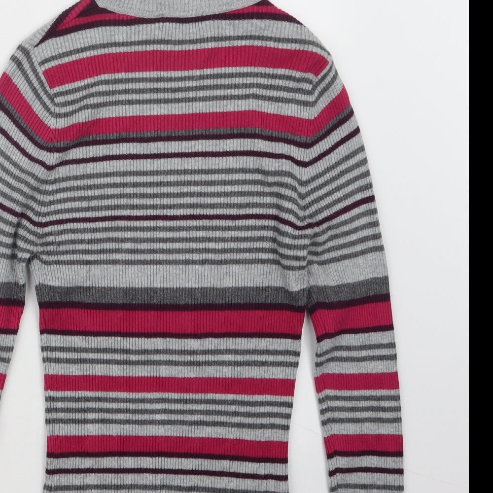 Papaya Womens Grey Striped  Pullover Jumper Size 10