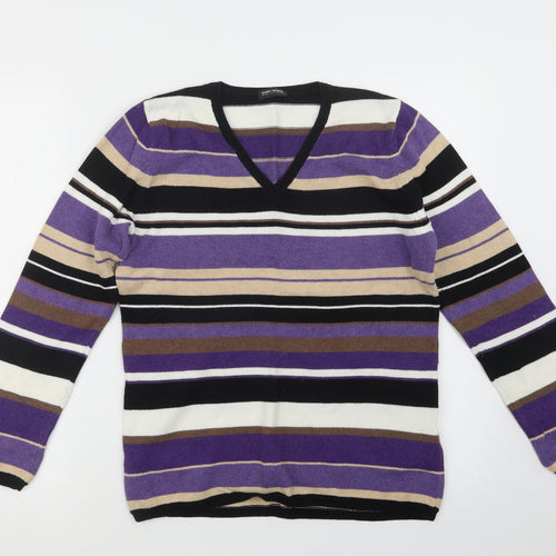Gerry Weber Womens Purple Striped Knit Pullover Jumper Size 14
