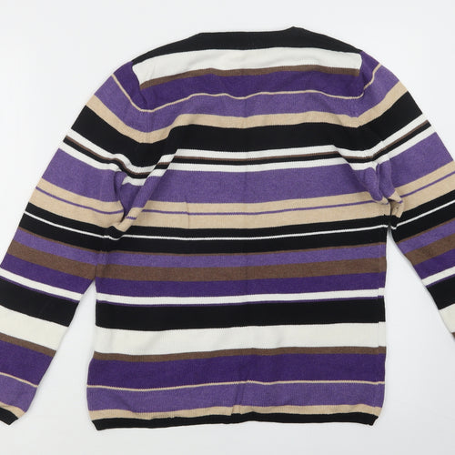 Gerry Weber Womens Purple Striped Knit Pullover Jumper Size 14