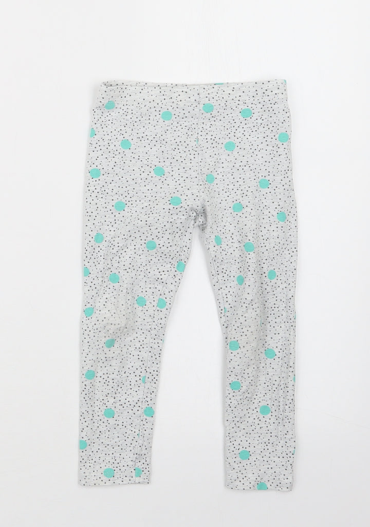 Mothercare Girls Grey Geometric Capri Trousers Size 2-3 Years