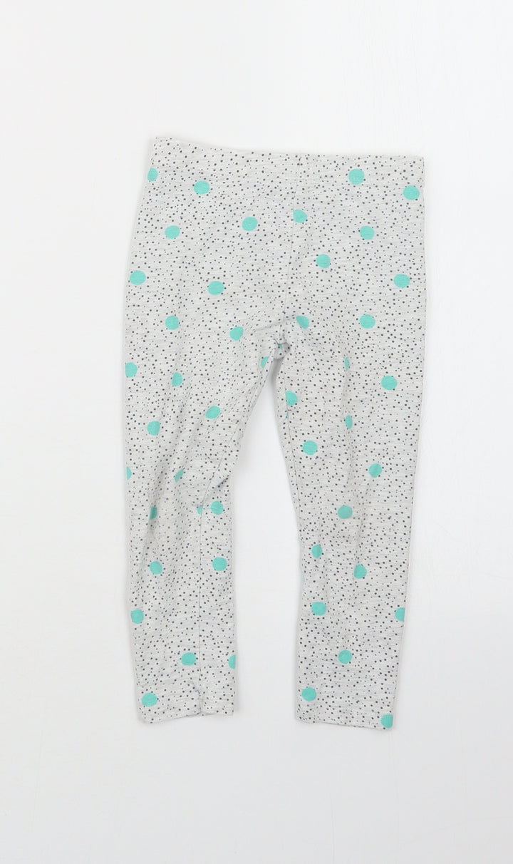 Mothercare Girls Grey Geometric  Capri Trousers Size 2 Years
