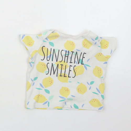F&F Girls Yellow Geometric  Basic T-Shirt Size 2-3 Years
