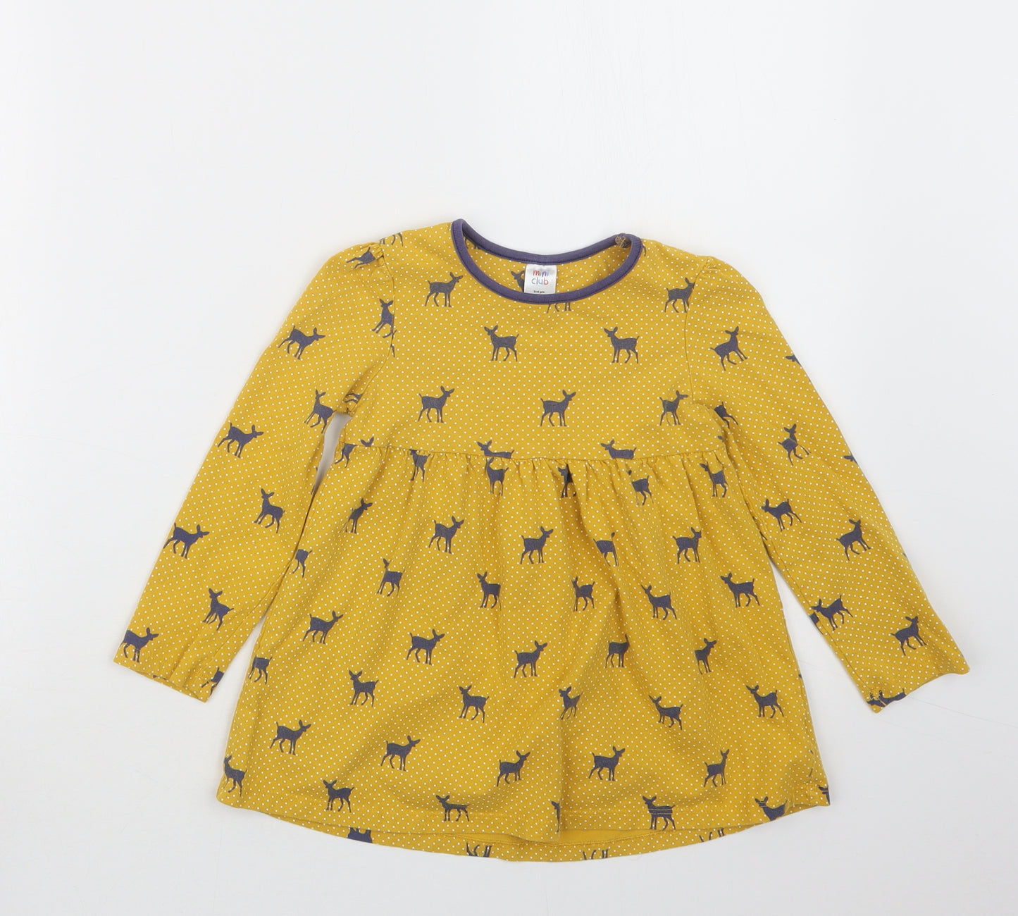 Mini Club Girls Yellow Geometric  T-Shirt Dress  Size 3-4 Years