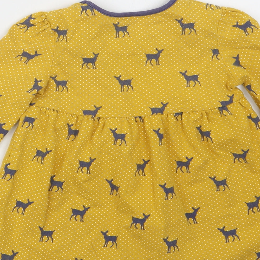 Mini Club Girls Yellow Geometric  T-Shirt Dress  Size 3-4 Years