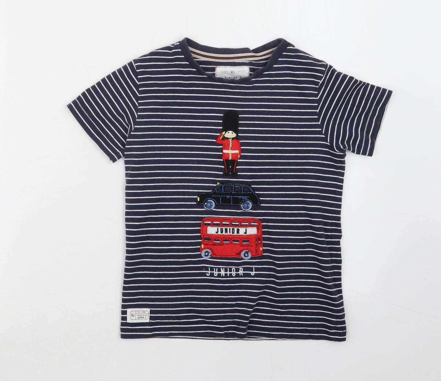 Jasper Conran Boys Blue Striped  Basic T-Shirt Size 5-6 Years