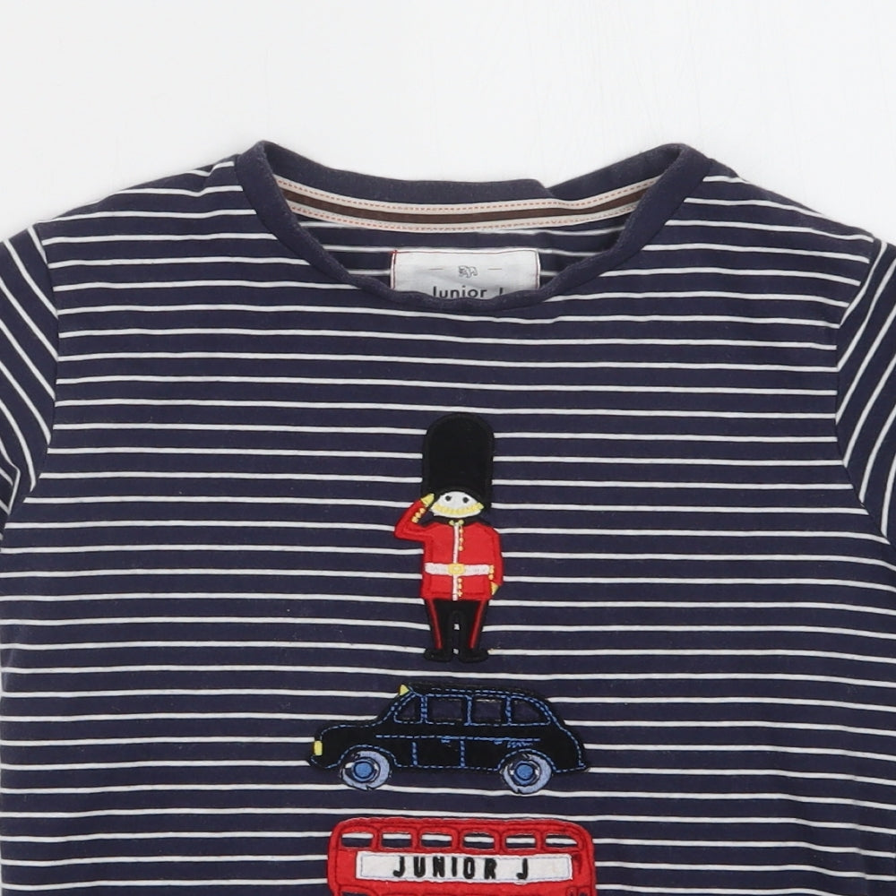 Jasper Conran Boys Blue Striped  Basic T-Shirt Size 5-6 Years
