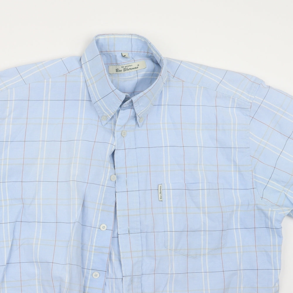 Ben Sherman Mens Blue Camouflage   Button-Up Size M