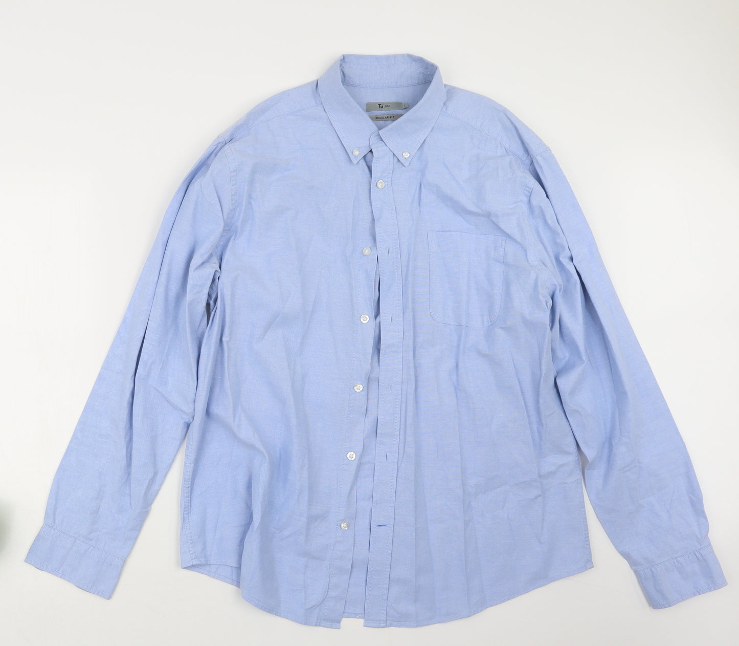 TU Mens Blue    Button-Up Size L