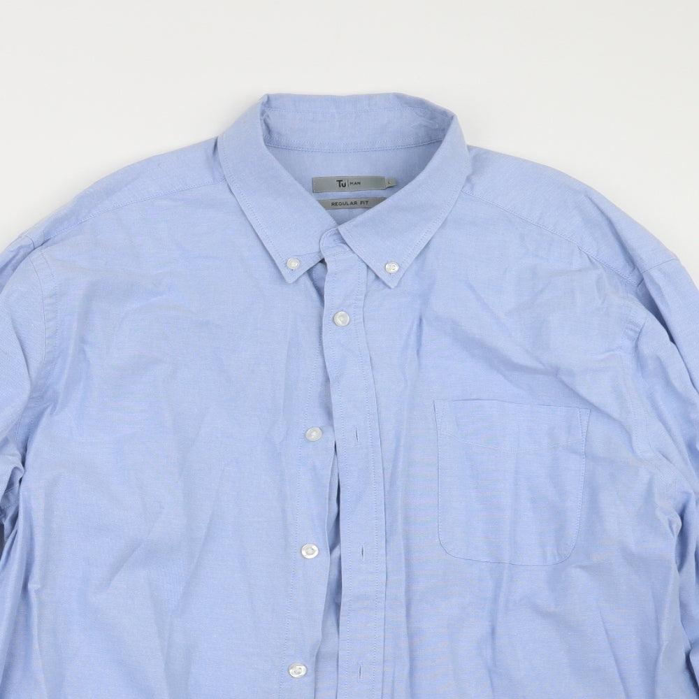 TU Mens Blue    Button-Up Size L