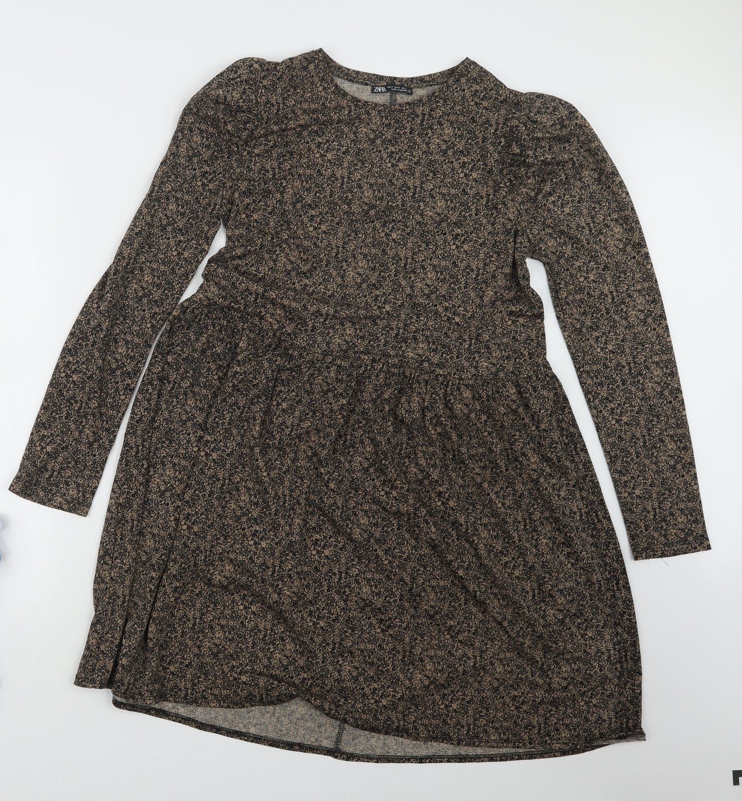 Zara Womens Beige Floral  T-Shirt Dress  Size S