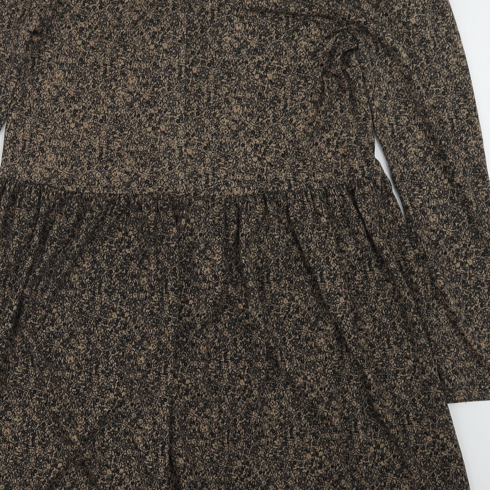 Zara Womens Beige Floral  T-Shirt Dress  Size S