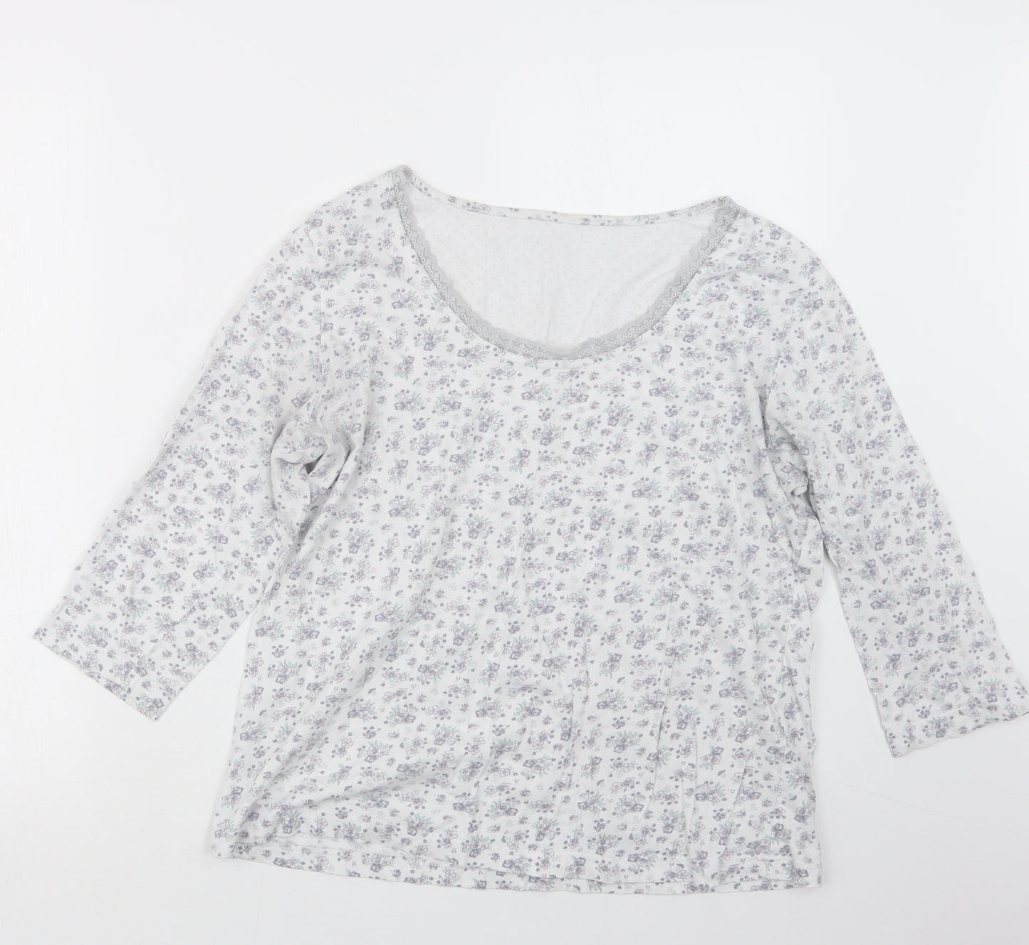 Marks and Spencer Womens White Floral  Top Pyjama Top Size 12