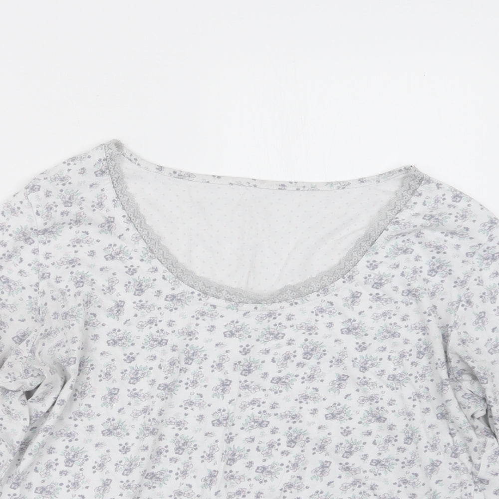 Marks and Spencer Womens White Floral  Top Pyjama Top Size 12