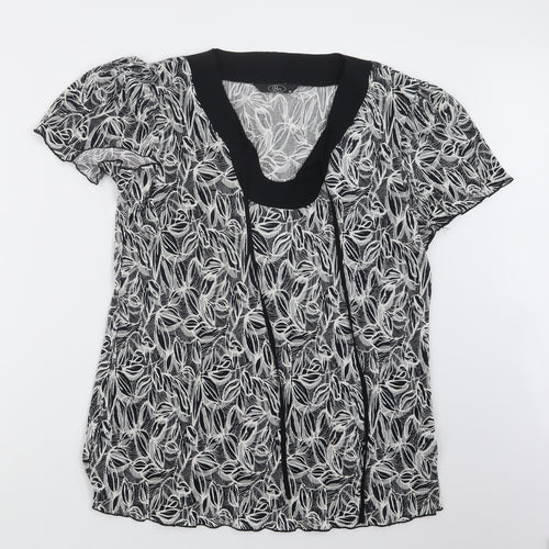 BM Womens Black Geometric  Basic Blouse Size M
